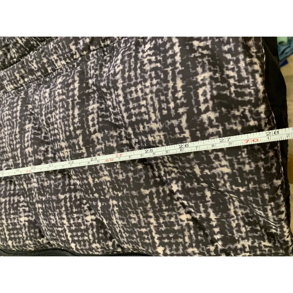 Lands End Womens 2X Puffer Jacket Black Gray Tweed Print Down Filled Quilted Zip - Picture 6 of 7